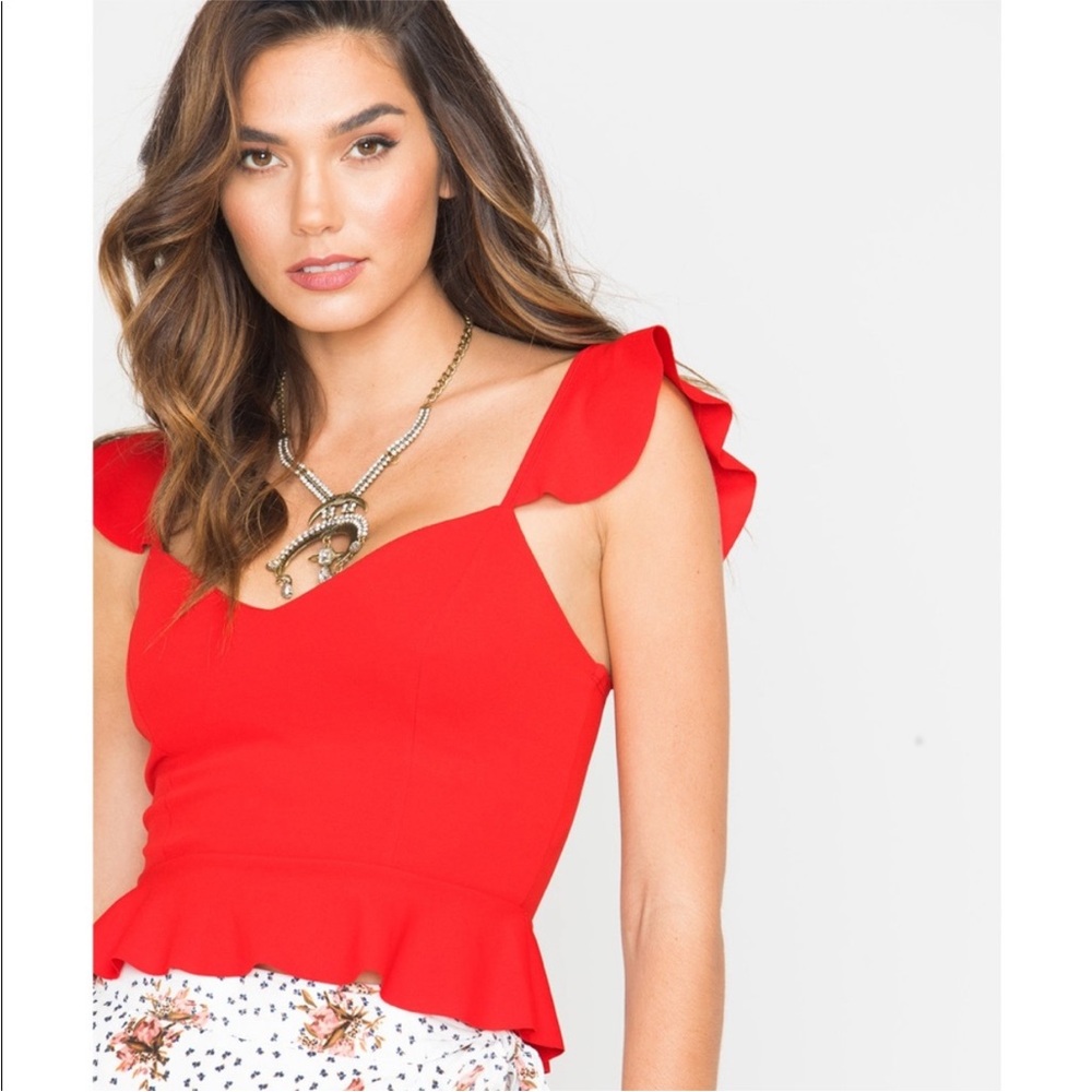 Sage the Label Women's Red Cherry Crop Top large (bin BB)